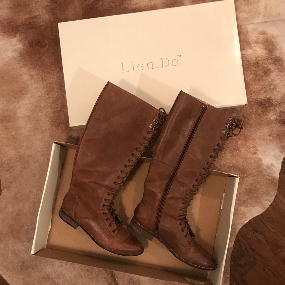Lien Do Knee high leather lace up boots